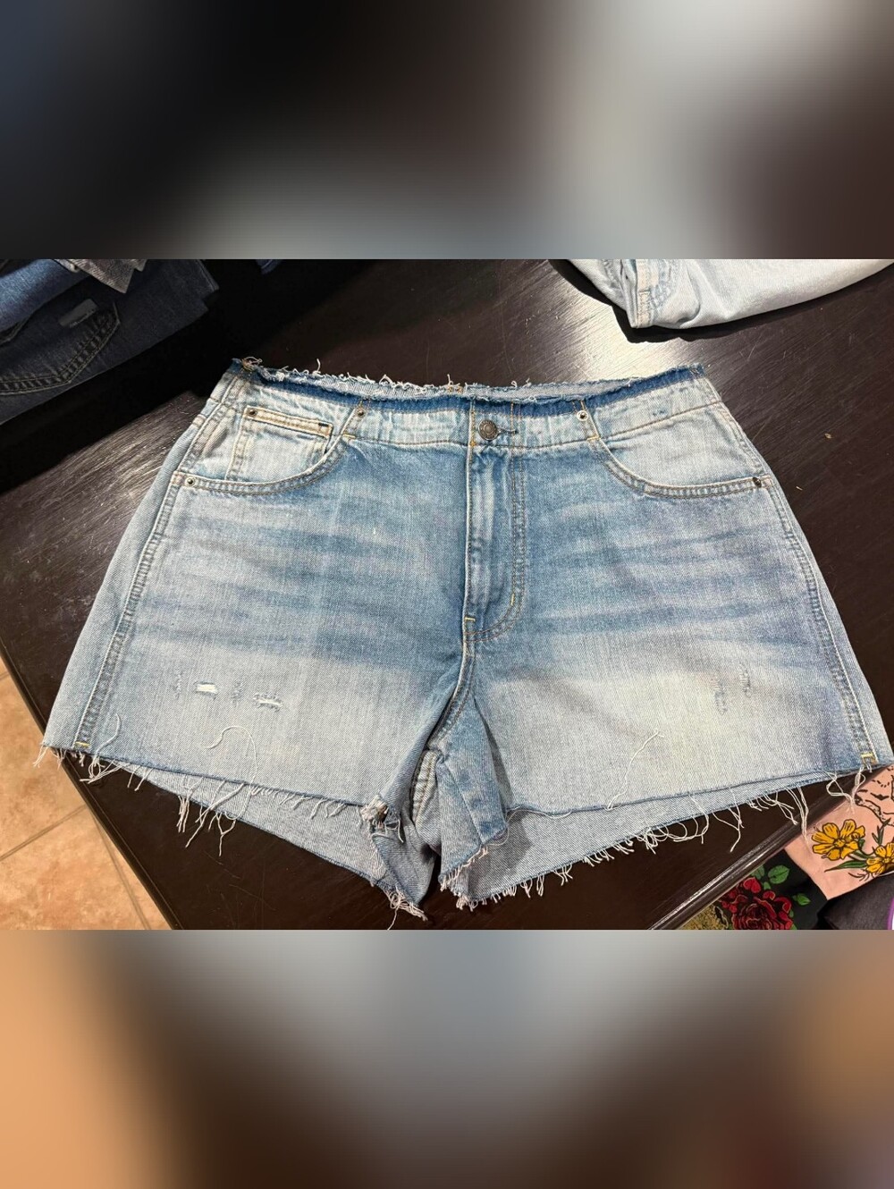 Raw Hem Light Blue Denim Cutoff Shorts